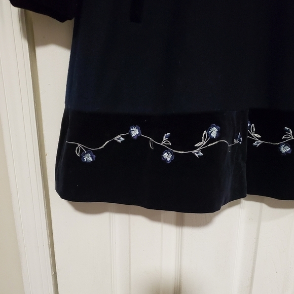 Rothschild Girls Dress Coat Size 5 Blue Jewl Wool Flower Trim Lined - Picture 3 of 9